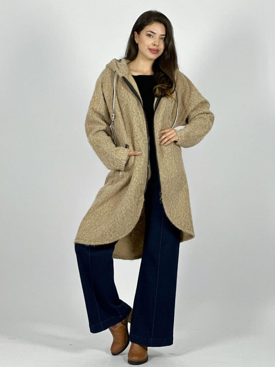 Abrigo Lana Italiano Peludito con Cierre B1-100/1034