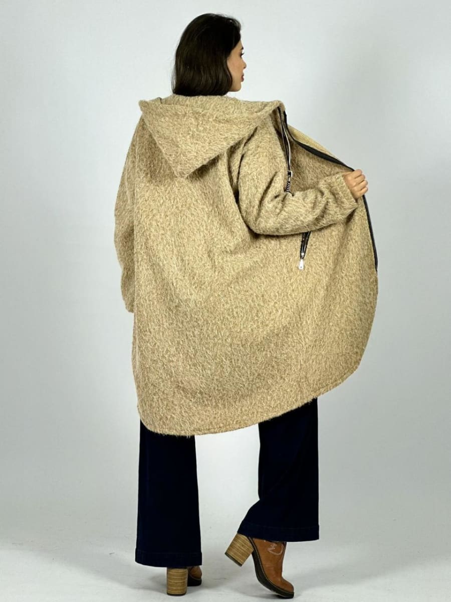 Abrigo Lana Italiano Peludito con Cierre B1-100/1037