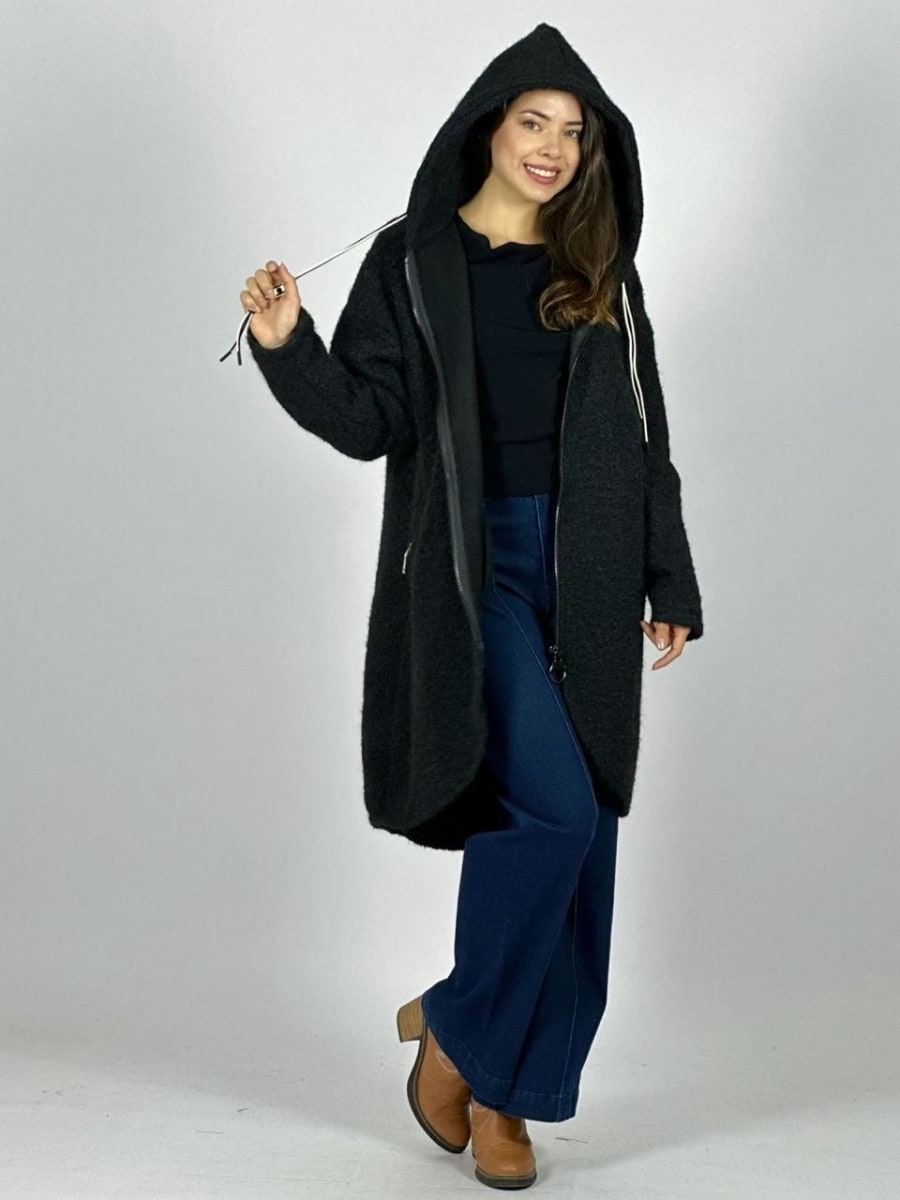 Abrigo Lana Italiano Peludito con Cierre B1-100/10310