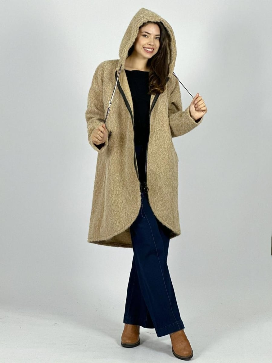 Abrigo Lana Italiano Peludito con Cierre B1-100/1035