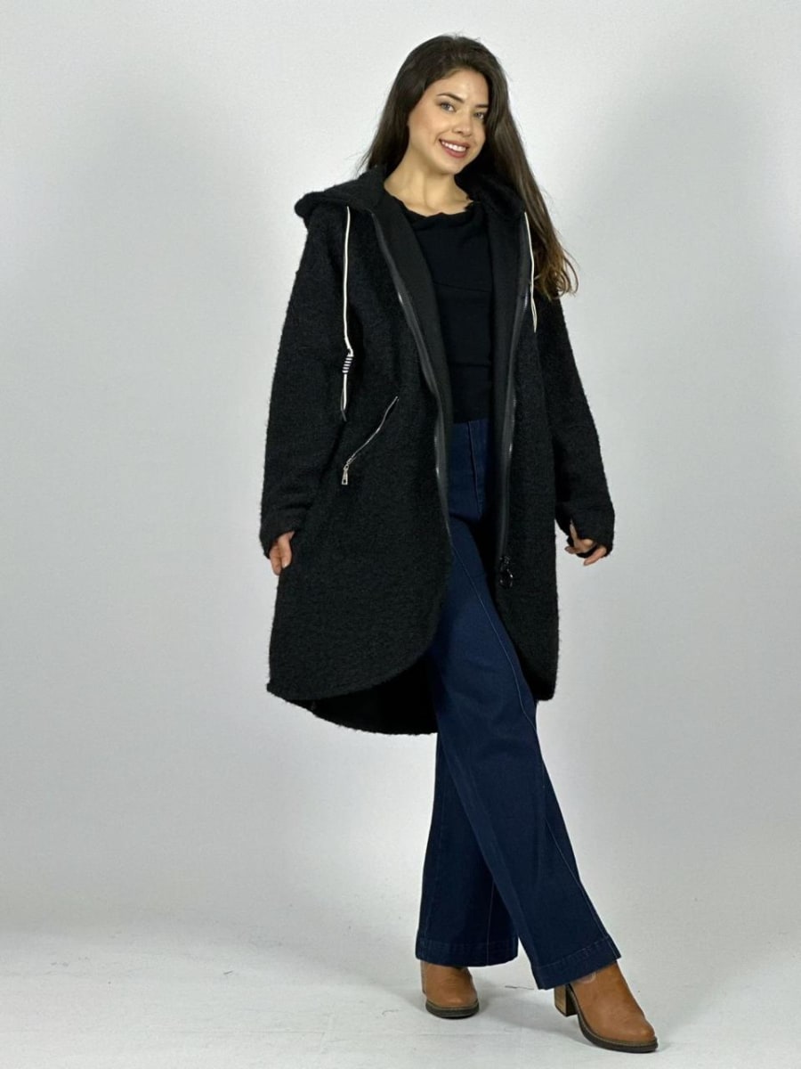 Abrigo Lana Italiano Peludito con Cierre B1-100/1038