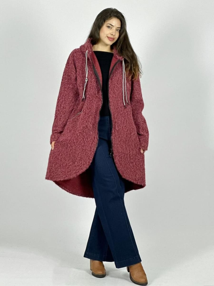 Abrigo Lana Italiano Peludito con Cierre B1-100/10313