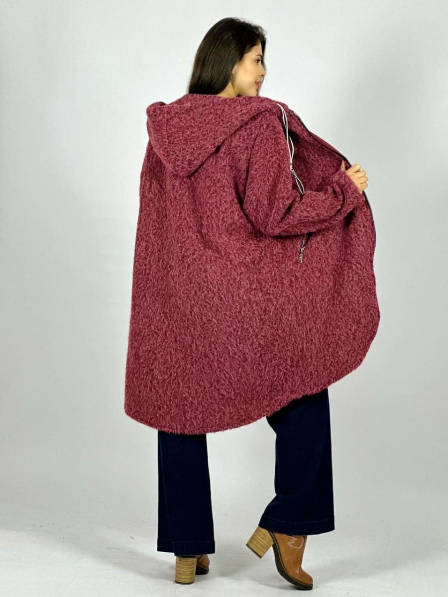 Abrigo Lana Italiano Peludito con Cierre B1-100/10315