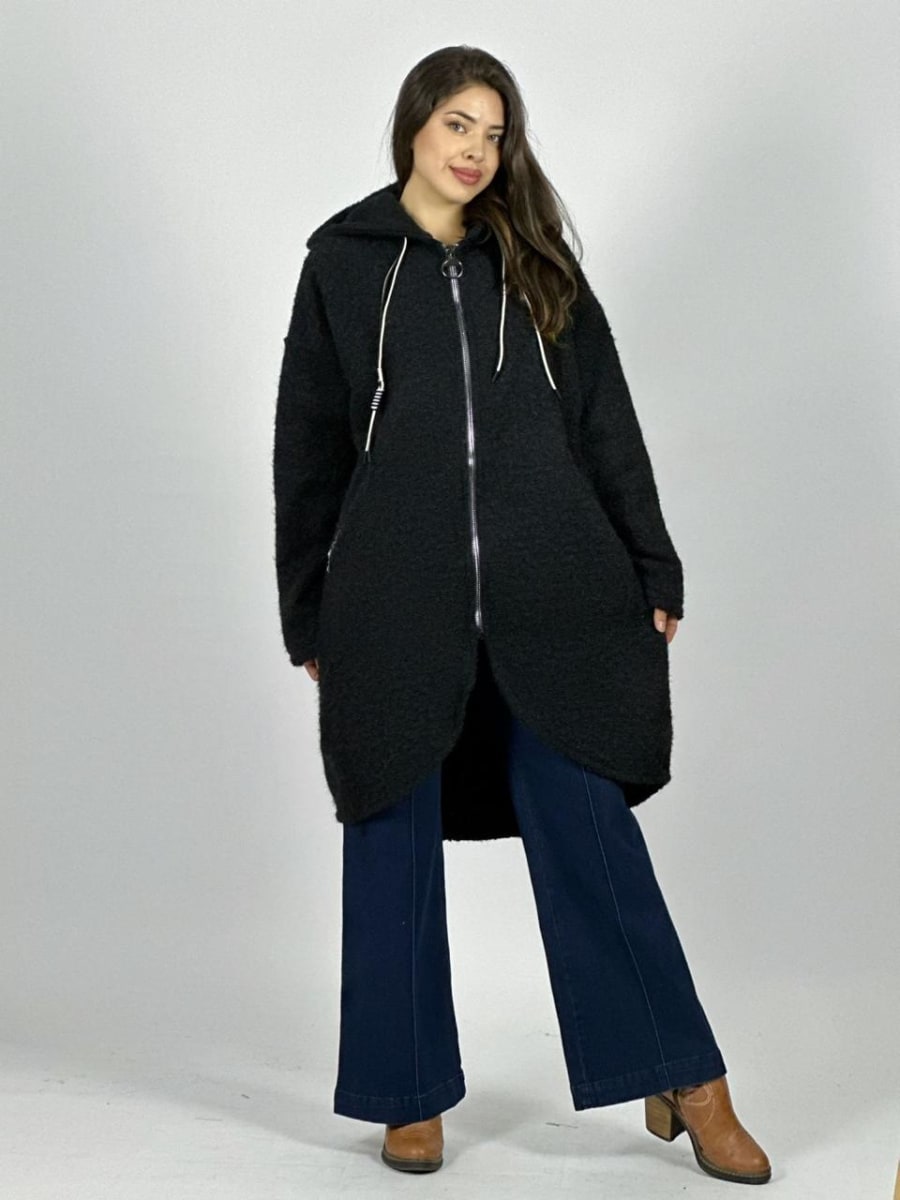 Abrigo Lana Italiano Peludito con Cierre B1-100/1039