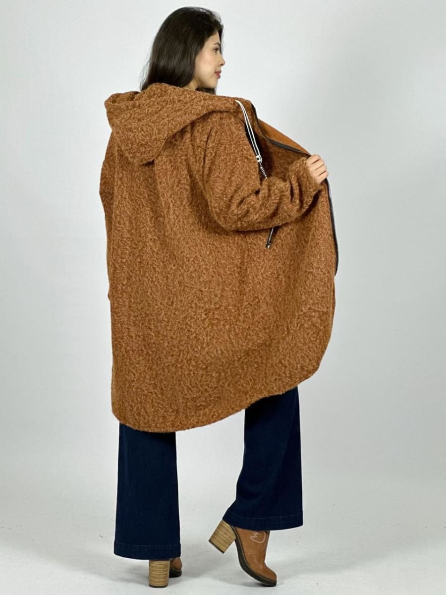 Abrigo Lana Italiano Peludito con Cierre B1-100/10319