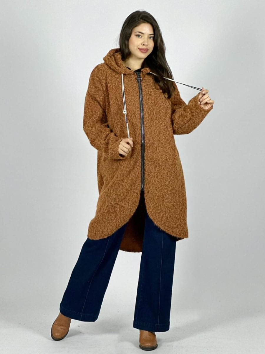 Abrigo Lana Italiano Peludito con Cierre B1-100/10316