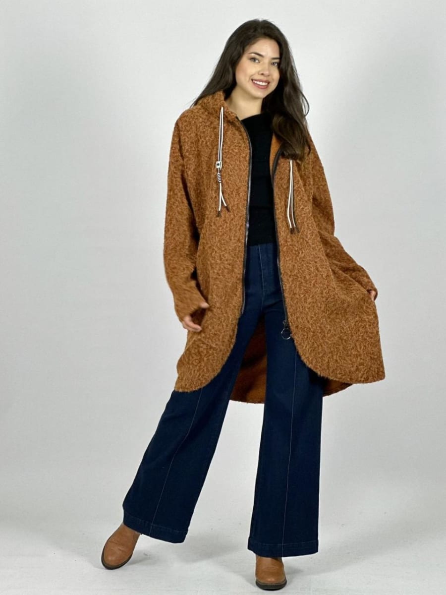 Abrigo Lana Italiano Peludito con Cierre B1-100/10317