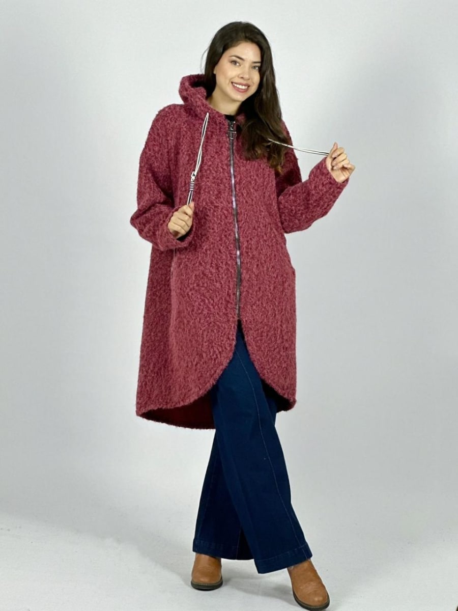 Abrigo Lana Italiano Peludito con Cierre B1-100/10312