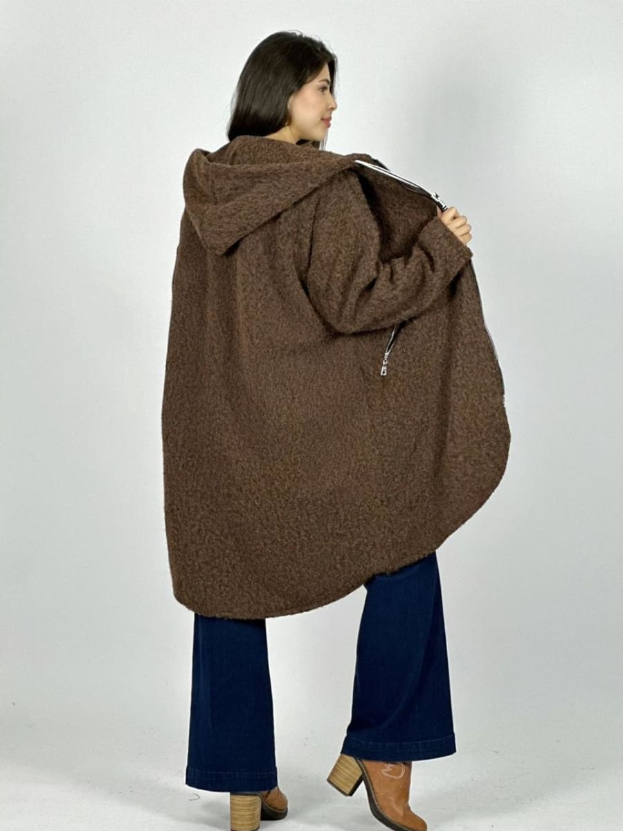 Abrigo Lana Italiano Peludito con Cierre B1-100/1033