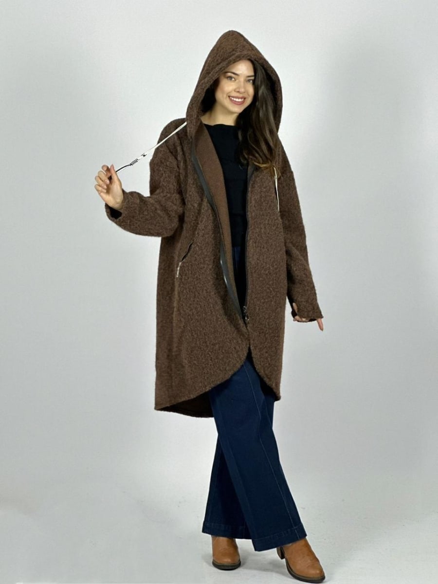 Abrigo Lana Italiano Peludito con Cierre B1-100/1032