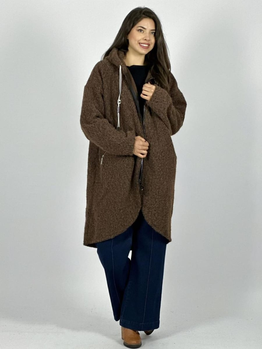 Abrigo Lana Italiano Peludito con Cierre B1-100/1031