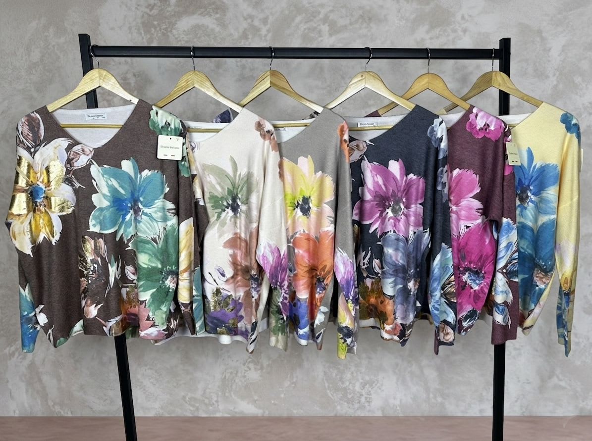 Sweater Spandex Estampado Floral con Brillo A3-74//778