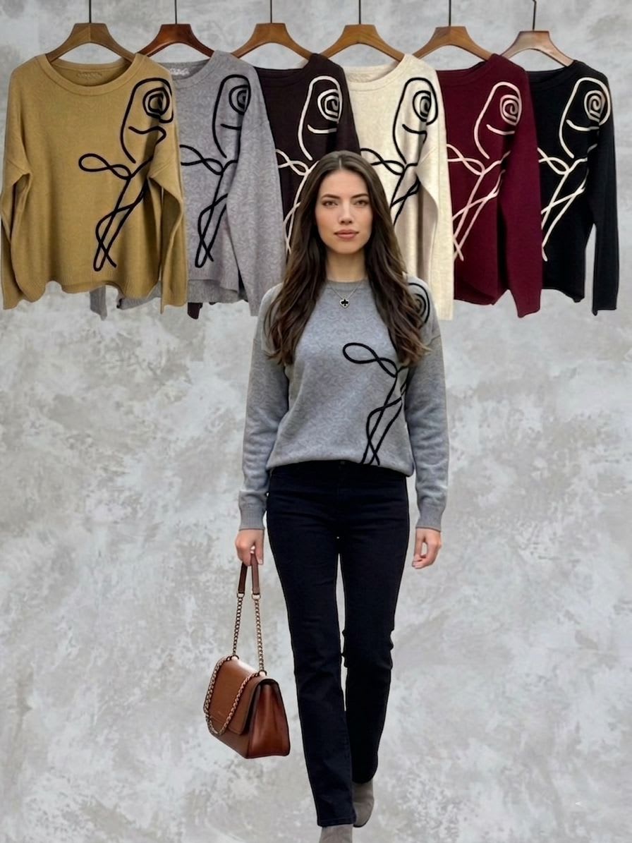 Sweater Spandex Rosa Lineal Estampada A1-351