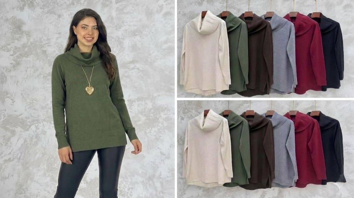 Sweater Spandex Cuello Tortuga Brillo en Bordes A1-291