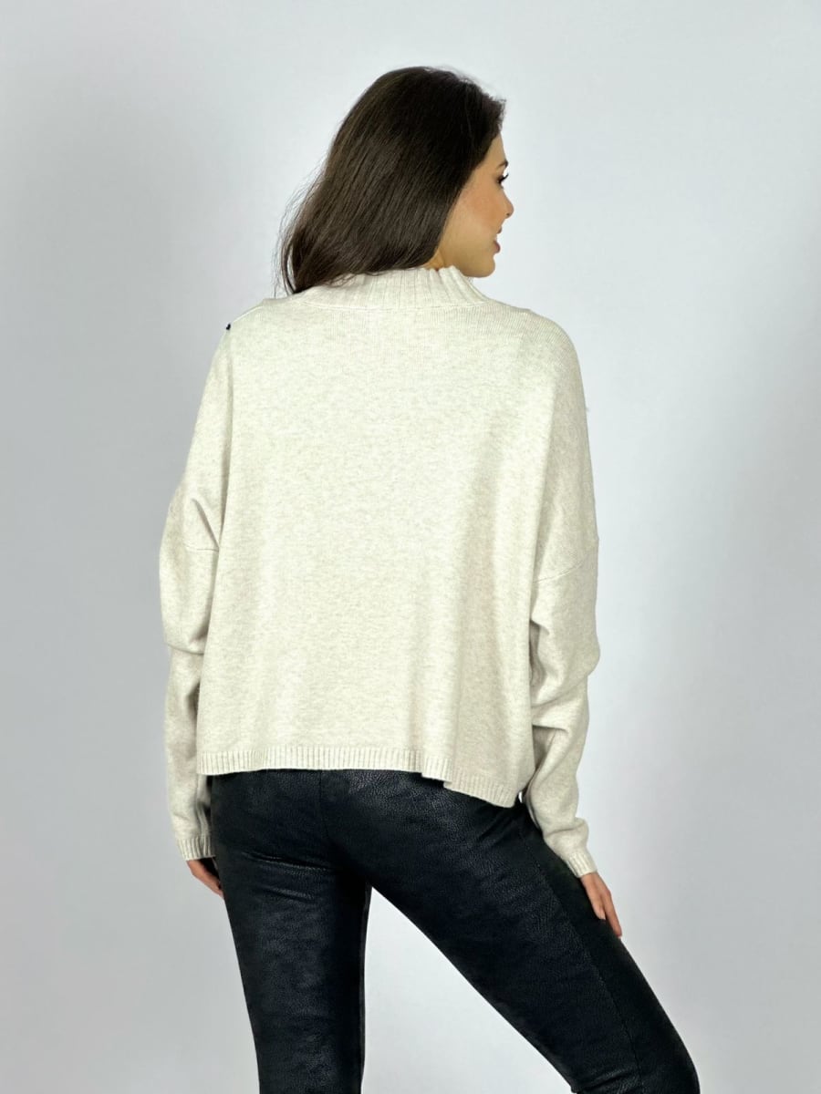 Sweater Spandex Estampado de Hojas Bordadas A3-7017