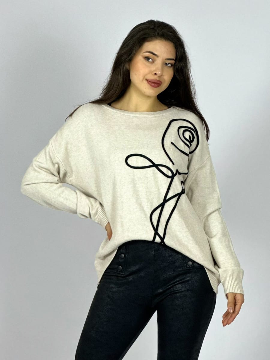 Sweater Spandex Rosa Lineal Estampada A1-359