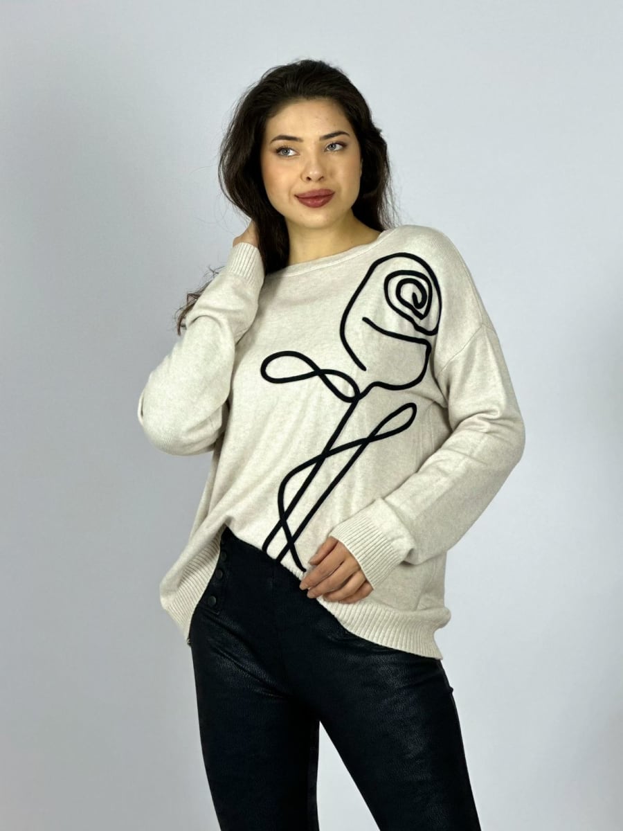 Sweater Spandex Rosa Lineal Estampada A1-3510
