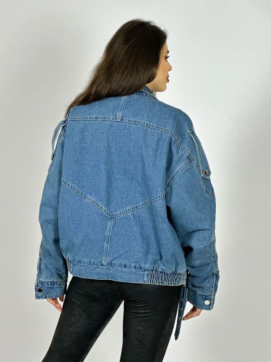 Chaqueta de Mezclilla Acolchada Botones Cruzado B1-112/11512