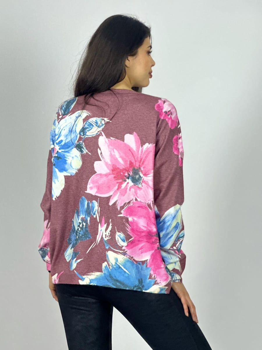 Sweater Spandex Estampado Floral con Brillo A3-74//778