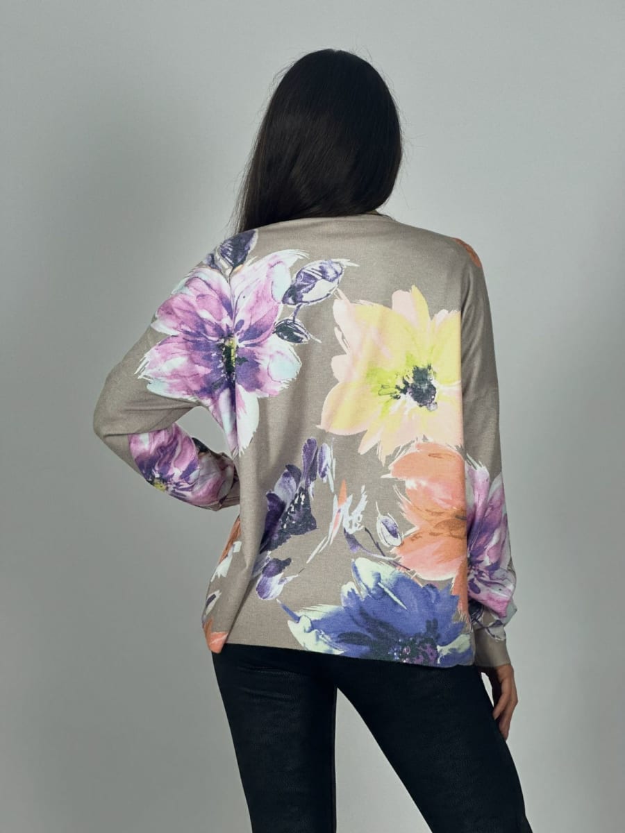 Sweater Spandex Estampado Floral con Brillo A3-74//7712
