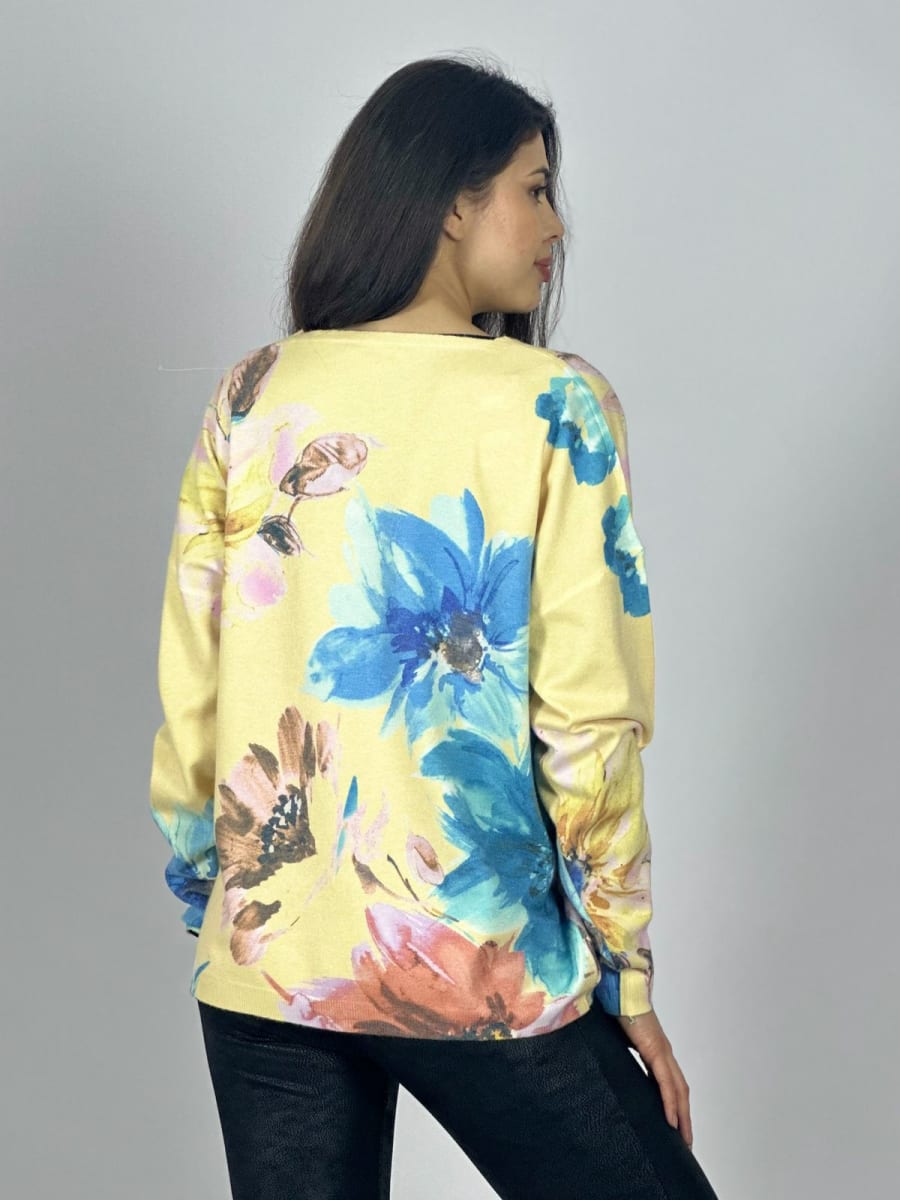 Sweater Spandex Estampado Floral con Brillo A3-74//7719