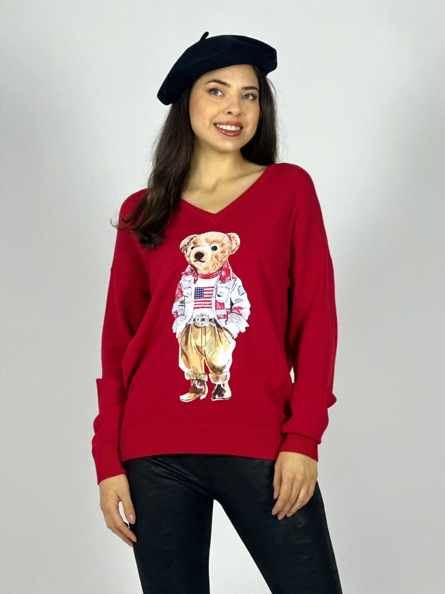 Sweater Spandex Estampado Oso A1-2912