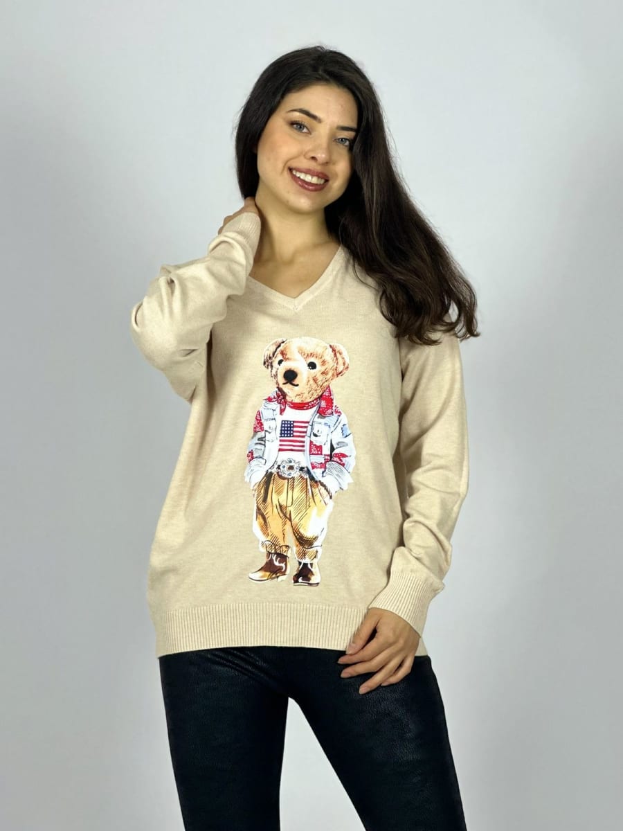 Sweater Spandex Estampado Oso A1-292