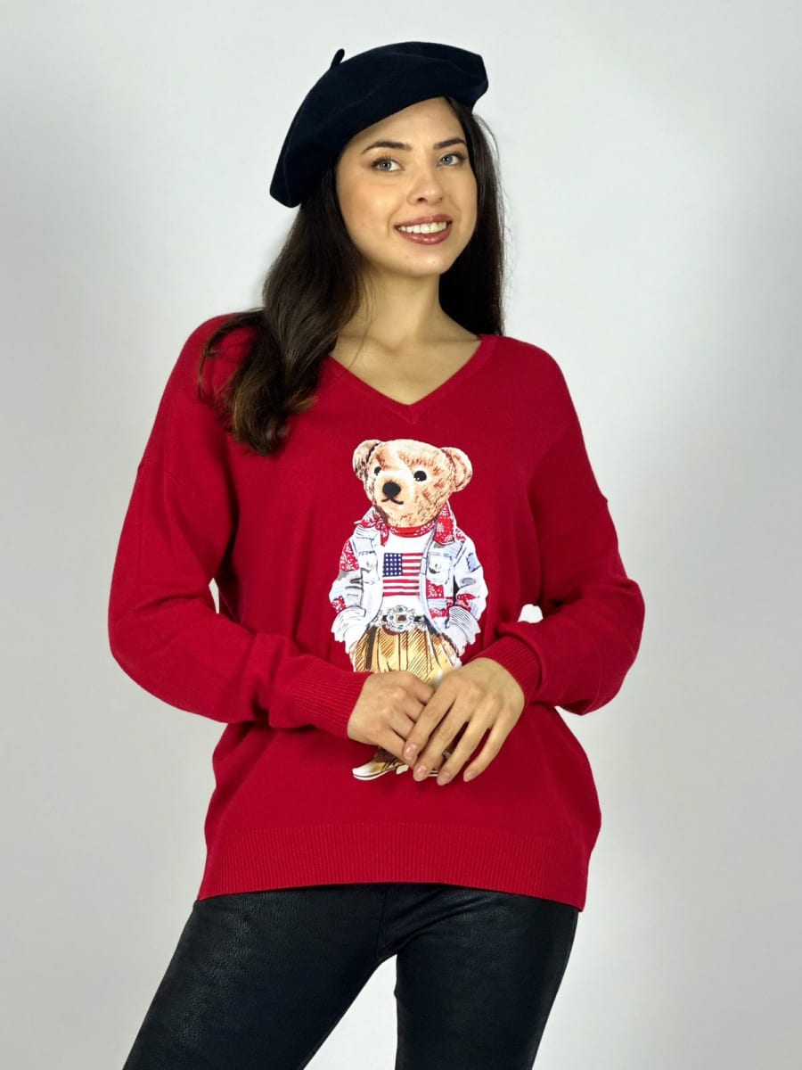 Sweater Spandex Estampado Oso A1-2911