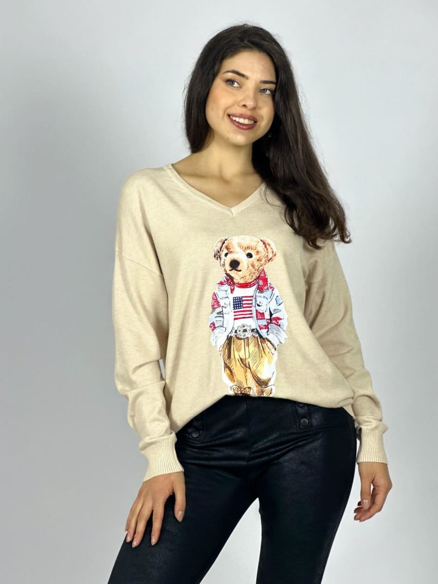 Sweater Spandex Estampado Oso A1-291