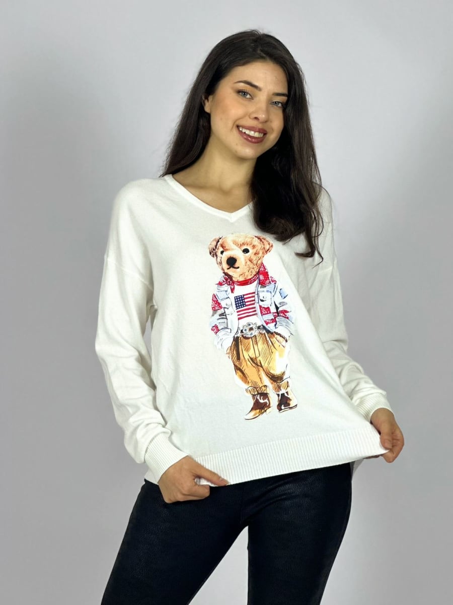 Sweater Spandex Estampado Oso A1-297