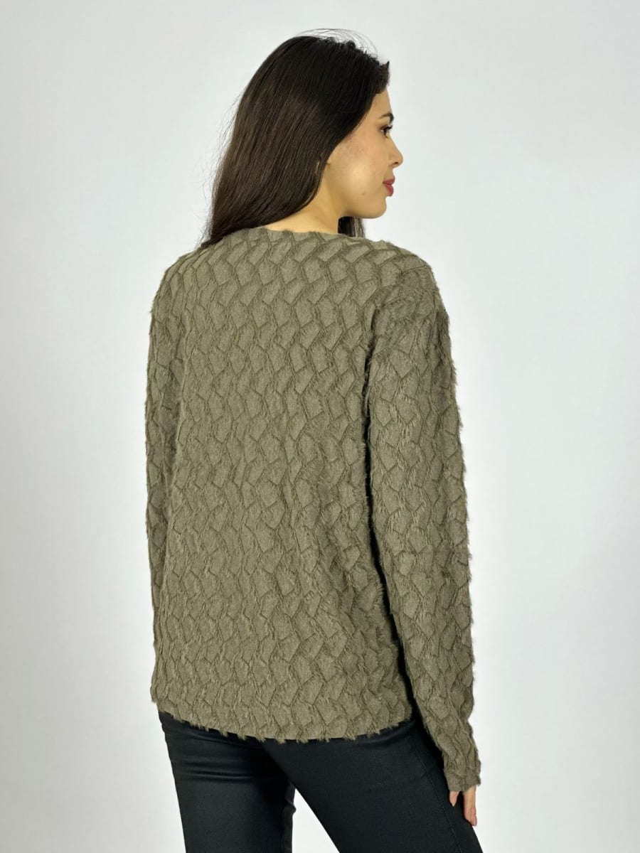 Polera Peludita Flor Perlada con Brillos A1-913