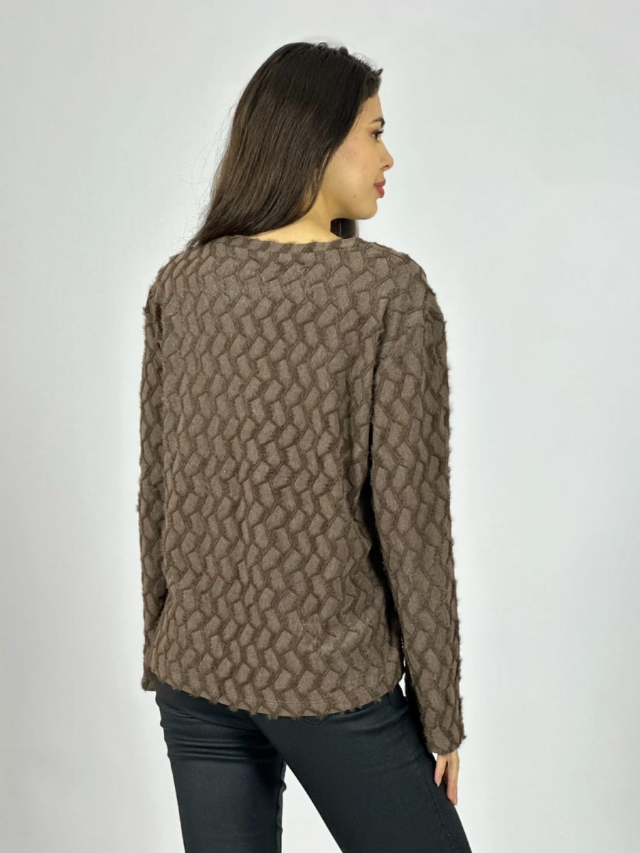 Polera Peludita Flor Perlada con Brillos A1-97