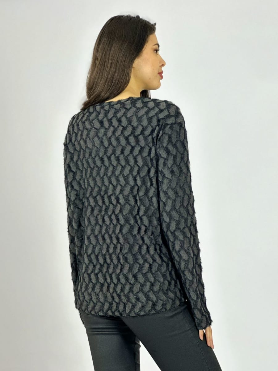 Polera Peludita Flor Perlada con Brillos A1-94
