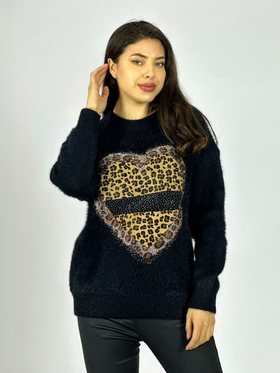 Sweater Cachemira Corazon Print con Brillos A4-901