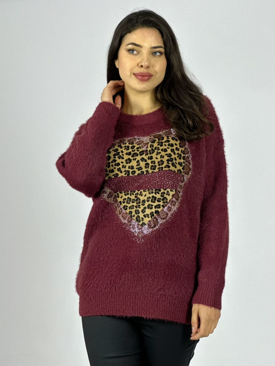 Sweater Cachemira Corazon Print con Brillos A4-908