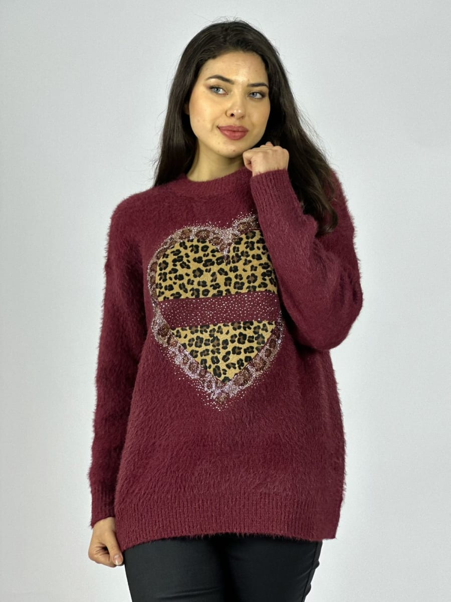 Sweater Cachemira Corazon Print con Brillos A4-909