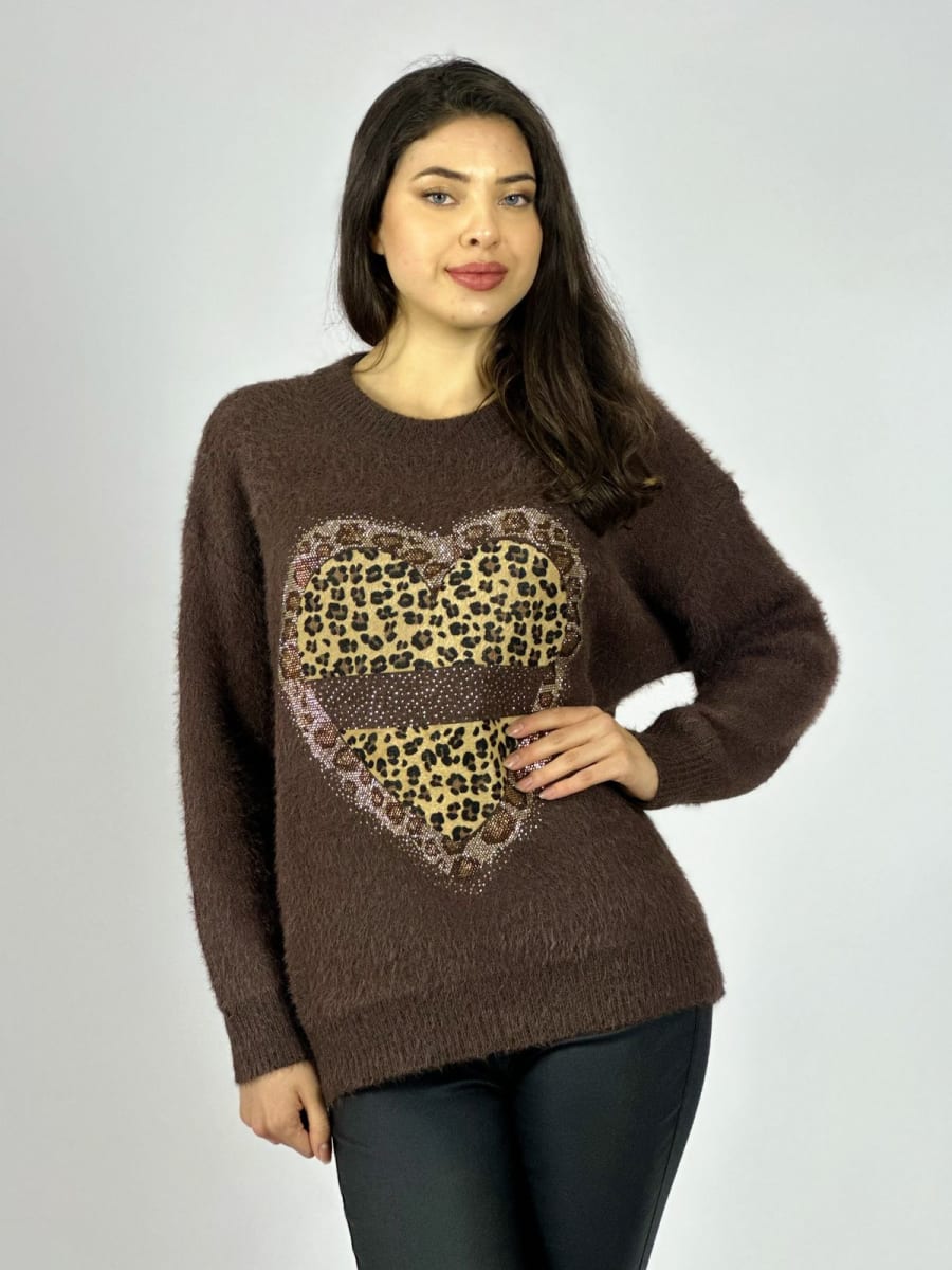 Sweater Cachemira Corazon Print con Brillos A4-9012