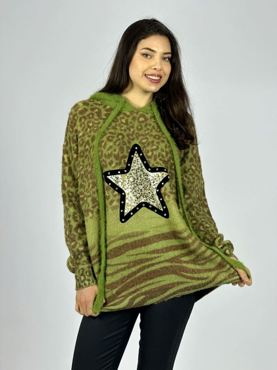 Poleron Cachemira Print Estrella Brillos A4-916