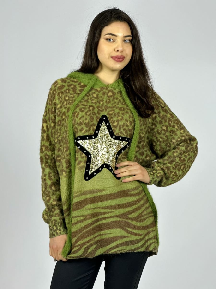 Poleron Cachemira Print Estrella Brillos A4-915