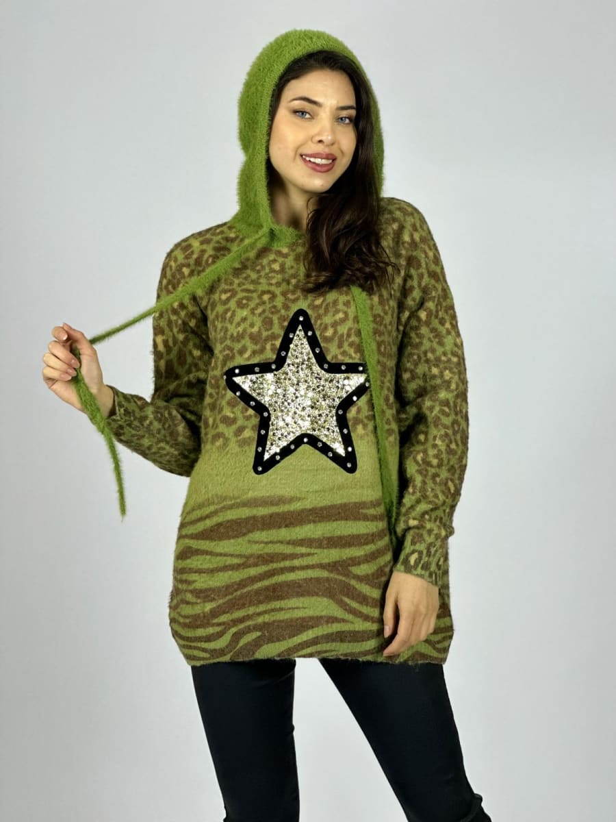 Poleron Cachemira Print Estrella Brillos A4-917