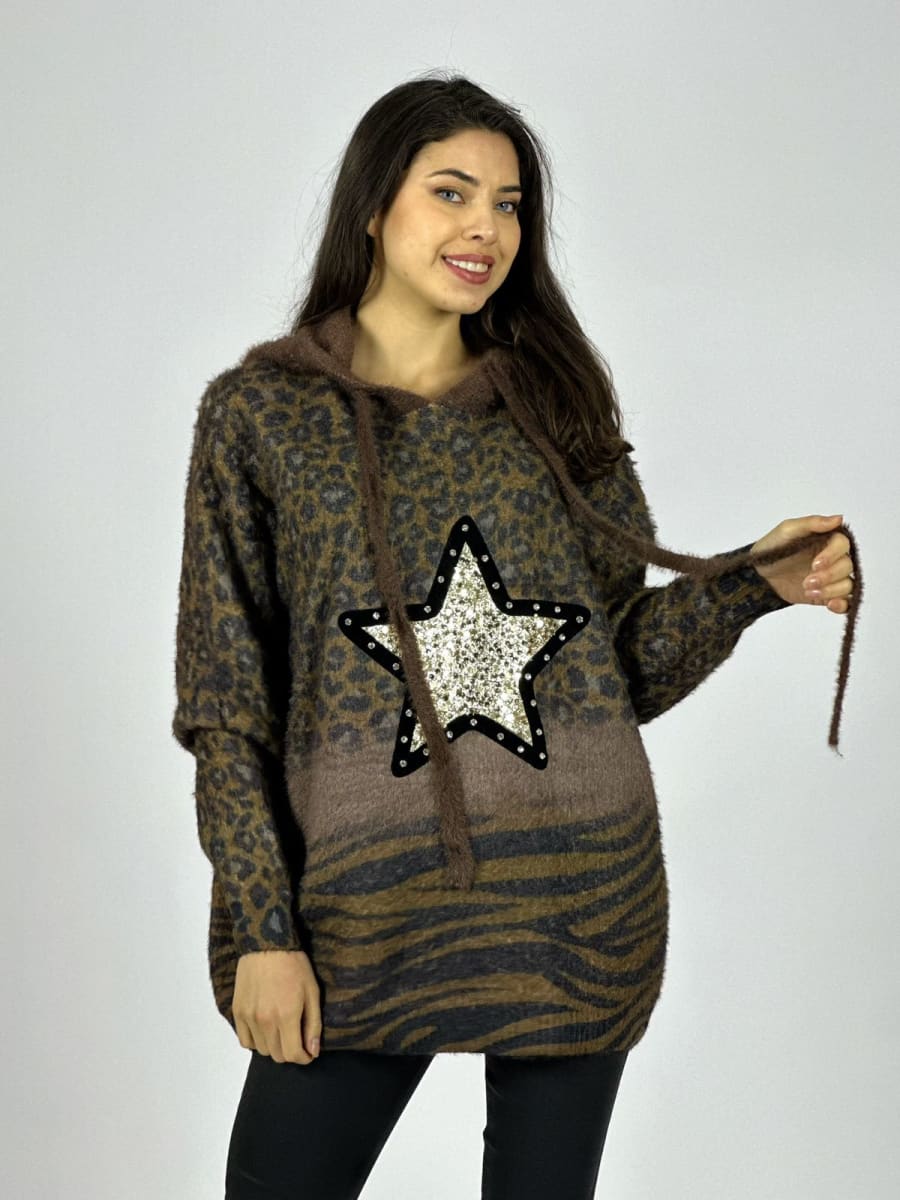 Poleron Cachemira Print Estrella Brillos A4-9111