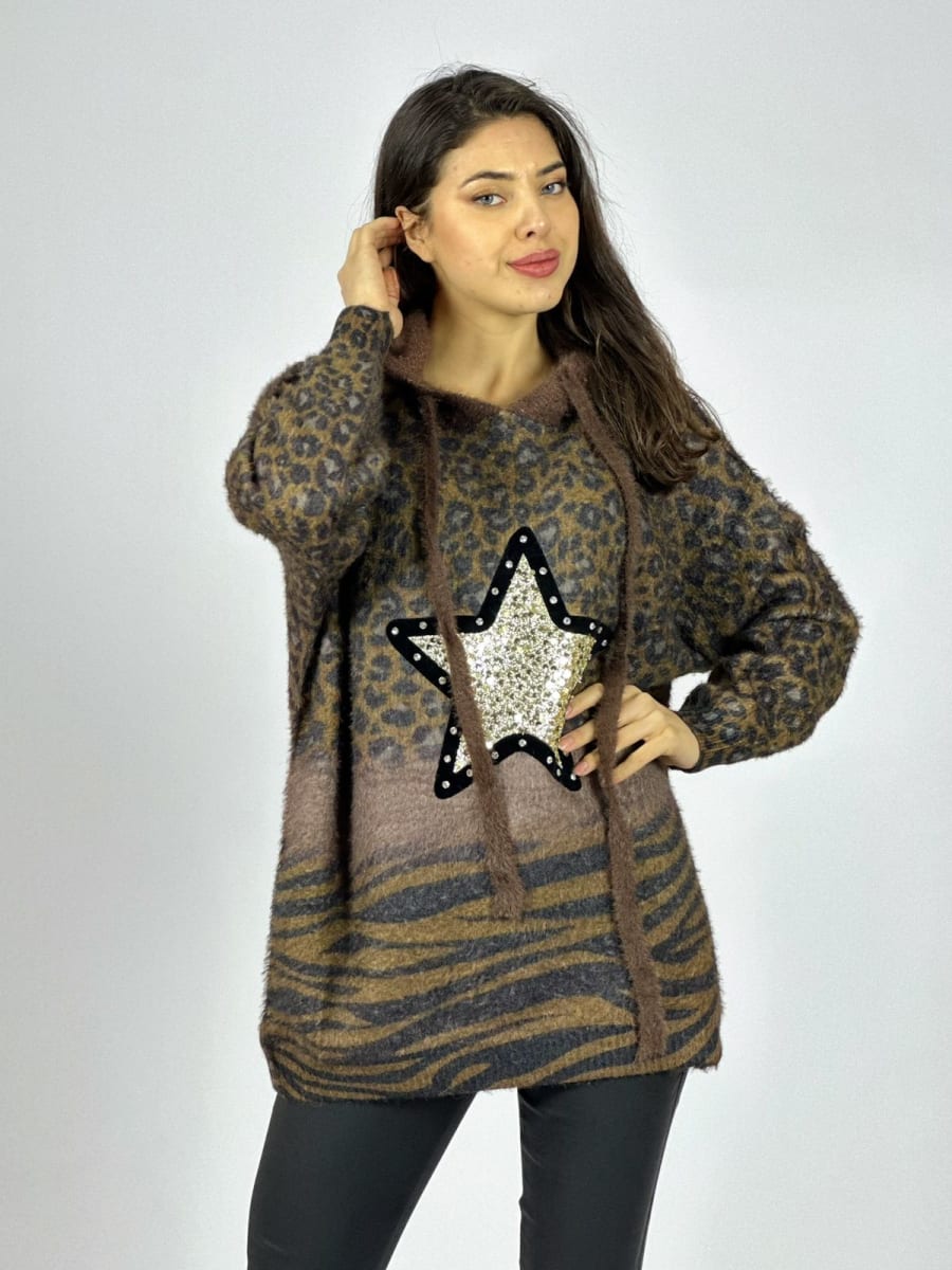 Poleron Cachemira Print Estrella Brillos A4-919