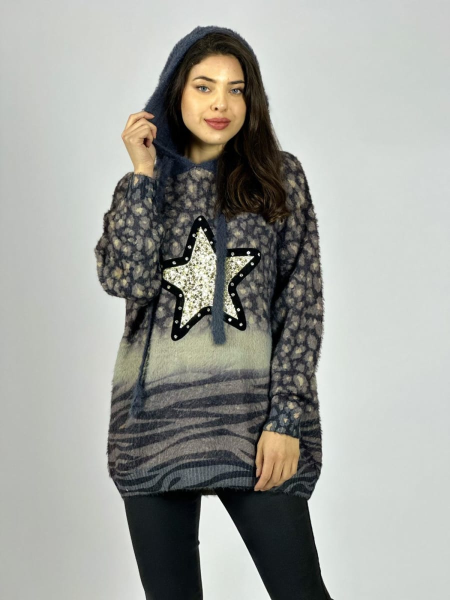 Poleron Cachemira Print Estrella Brillos A4-912