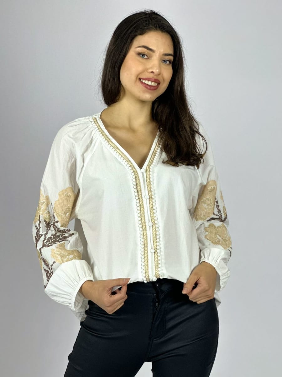 Blusa Bordada Mangas A1-203