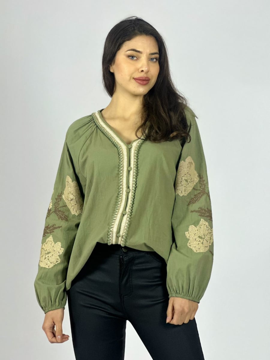 Blusa Bordada Mangas A1-206