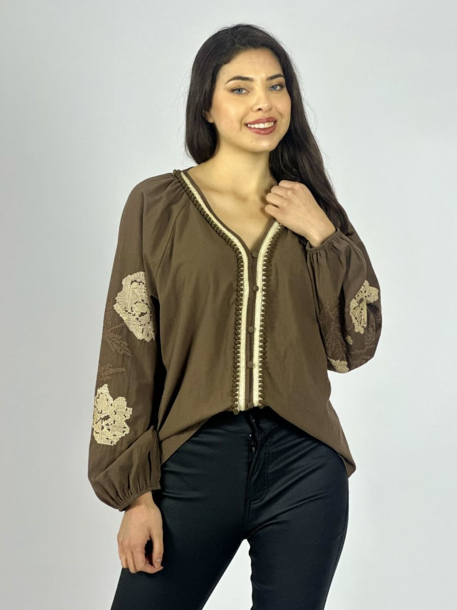 Blusa Bordada Mangas A1-208