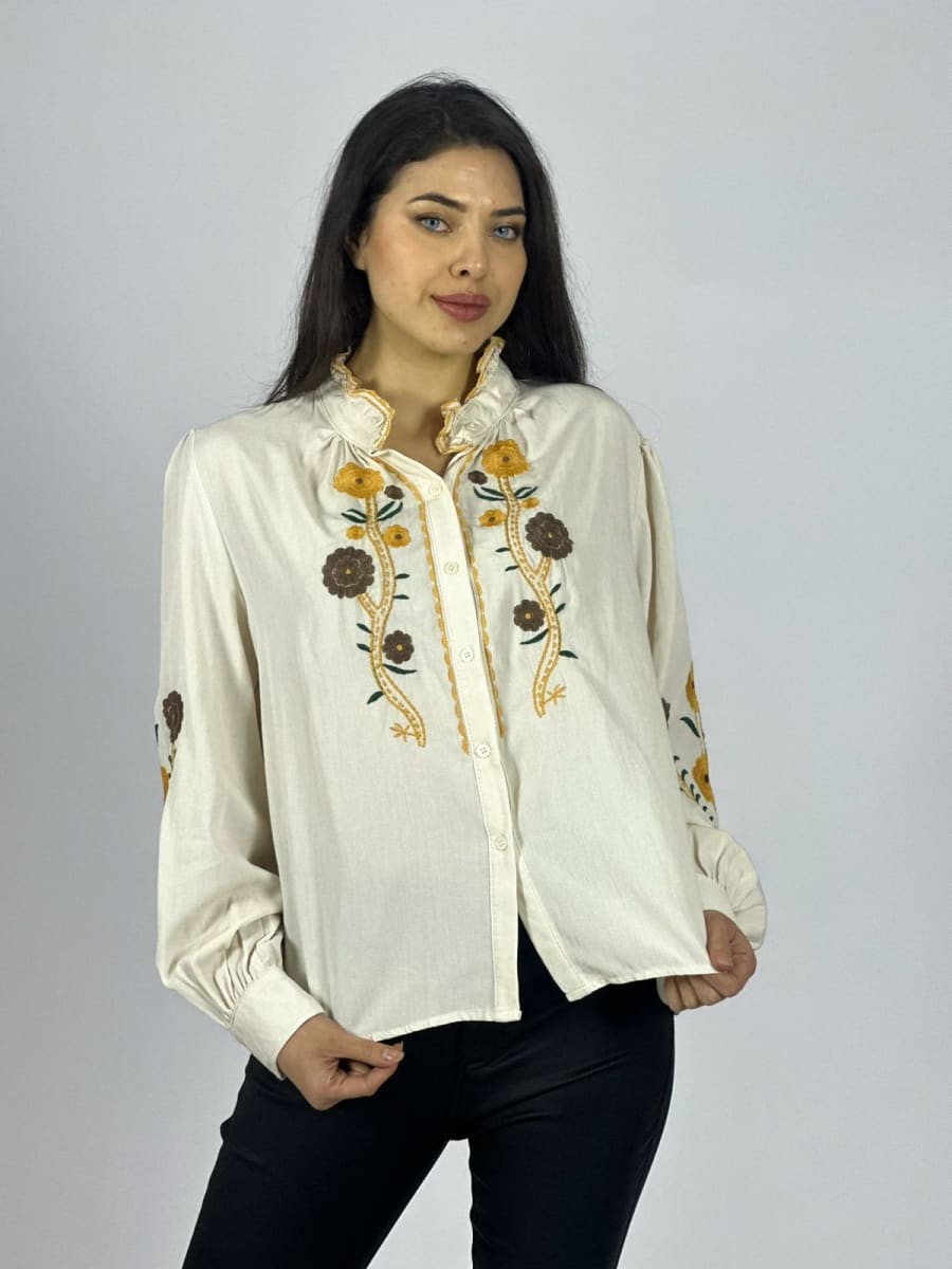 Blusa Bordado Flores y Cuello A1-92