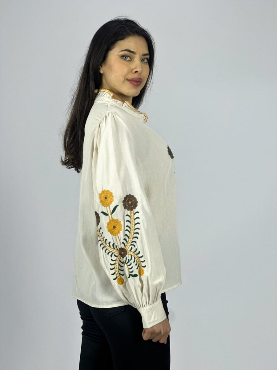 Blusa Bordado Flores y Cuello A1-94