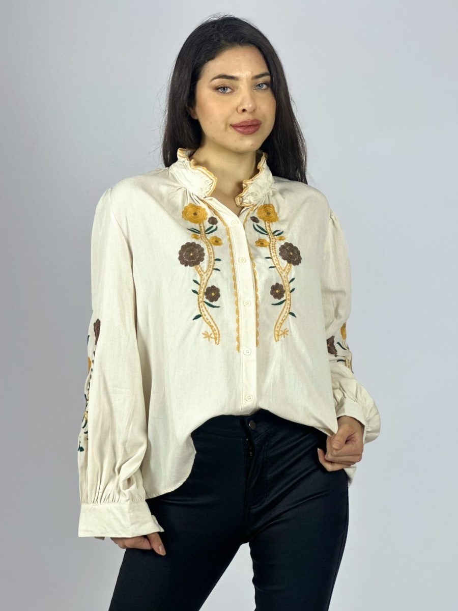Blusa Bordado Flores y Cuello A1-91