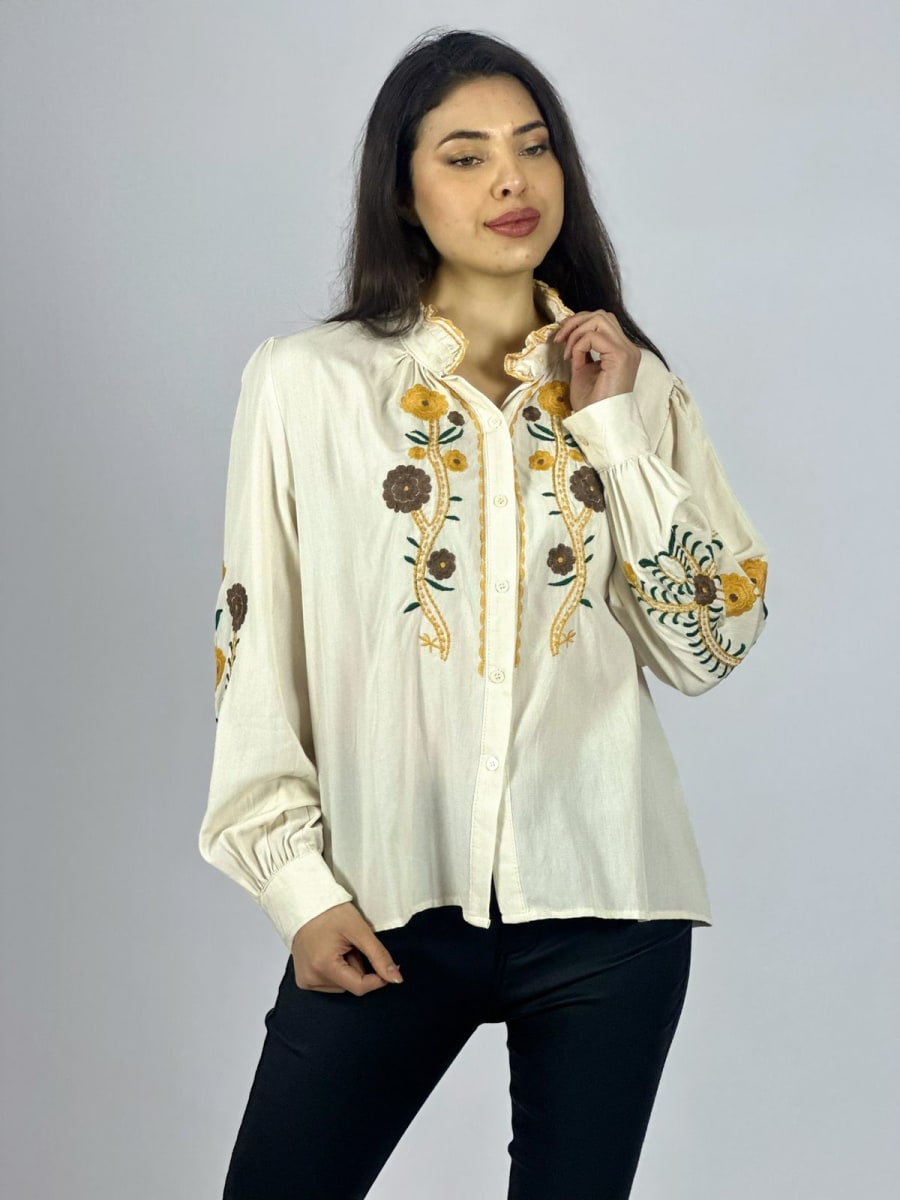 Blusa Bordado Flores y Cuello A1-93
